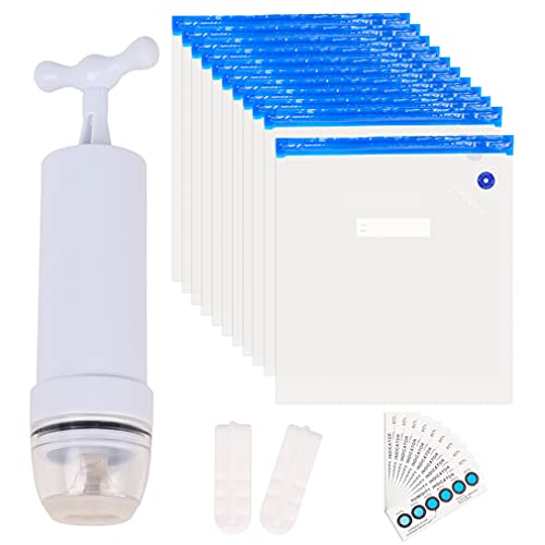 ENOMAKER 3D Printer Filament Vacuum Storage Bags Kits Reusable Vacuum Compression Sealed Bags to Prevent and Moitor Moisture (Pack of 10 Bags,1 Hand Pump,2 Sealing Clip,10 Humidity Indicator Card)