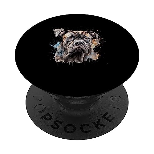 Colorful Cane Corso watercolor art PopSockets Swappable PopGrip, Black