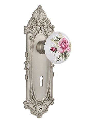 Lowest Price Nostalgic Warehouse 711262 Victorian Plate with Keyhole White Rose Porcelain Knob, Privacy - 2.375", Satin Nickel Lowest Price Nostalgic Warehouse 711262 Victorian Plate with Keyhole White Rose Porcelain Knob, Privacy - 2.375", Satin Nickel