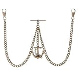 Bronze Colour Double Albert Pocket watch chain with clasp fob watch T bar , ready to use ( 6mm x 4mm). Length :12",10",8"( together 24",20",16"). T-Bar measure: 35mm. clasp: 25mm. Anchor pendant: 25mm. weight between: 25-40g.