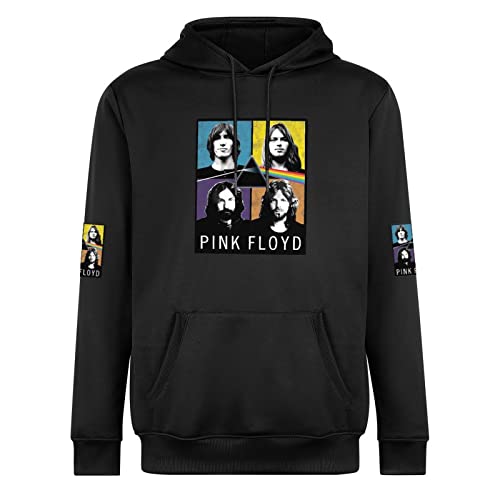 EZKYZTLW Sudadera con Capucha Pink Rainbow Floyd para Hombre, Manga Larga, Jersey Negro con Capucha y Bolsillo Frontal M