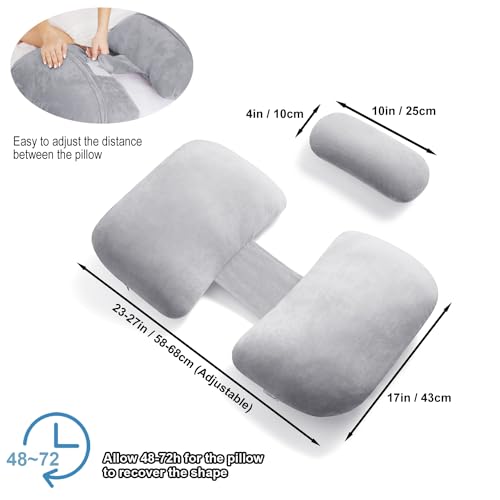 TokSay Pregnancy Pillows for Sleeping, Soft Maternity Body Pillow for Side Sleeper, Support for Back, Legs, Belly, Adjustable Travel Pregnant Women Pillow (Grey)