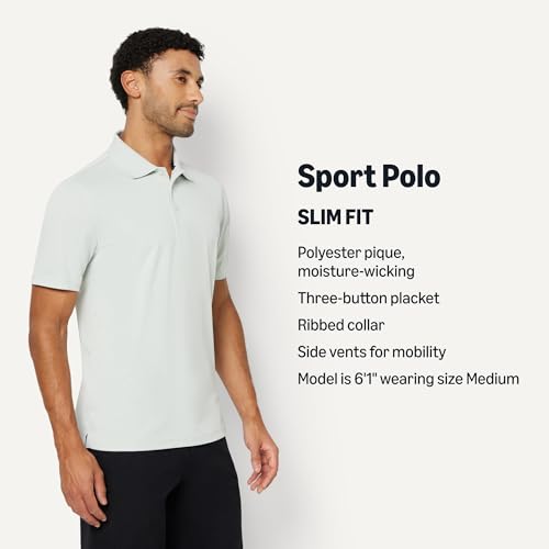 Image of Amazon Essentials Men's Moisture Wicking Golf Polo Shirt, Short Sleeve, Slim-Fit, Quick-Dry