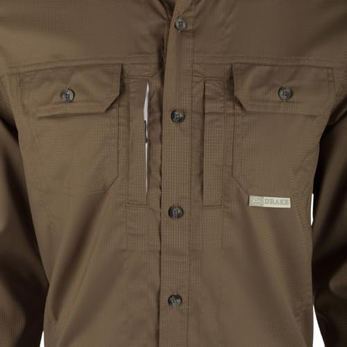 Drake Waterfowl Men's Wingshooter's Trey Dobby Button-Down Long Sleeve Shirt | Lightweight Breathable Moisture-Wicking Shirt3