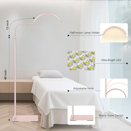 Image of Half Moon LED Floor Light - Professional Shadow-Free, Dimmable Lamp | for Lash Techs, Estheticians & Tattoo Artists | Eyelash Extensions, Nail Art, Home & Office (Rose Gold)