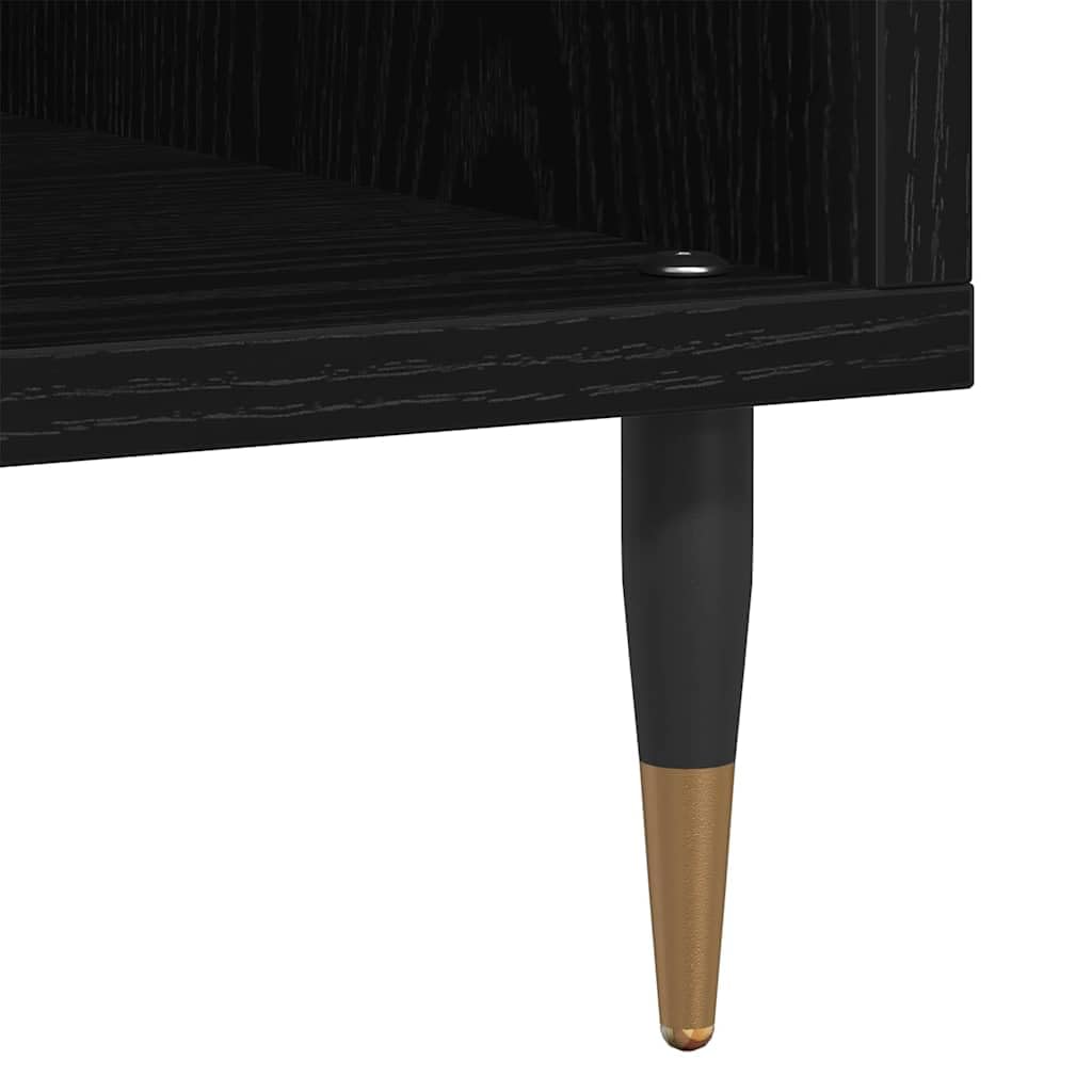 Schallplattenschrank Schwarz Eichen-Optik aus Holzwerkstoff 100 x 38 x 48 cm mit 6 Regalen, vielseitiges Wohnzimmer Regal für Vinyl, Medien, CD, DVD, Blu Ray, HiFi und Gaming Zubehör
