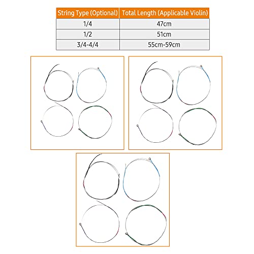 image for karlak 4 PCS Violin Strings for 3/4-4/4 Violins Aluminium Alloy Wound 