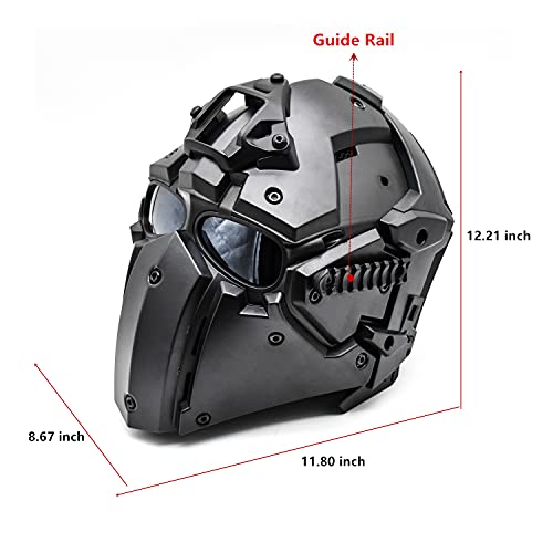 iMeshbean Full Face Protective Mask Tactical Airsoft Helmet with 4 Pairs Visor Goggles as a Gift for Hunting Paintball Cosplay Movie Prop (Black)