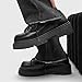 Men's Black Leather Oxford Shoes Chunky Heel Platform Lace Up Dress Casual Walking Shoes for Daily Outdoor Wear (Black,10)