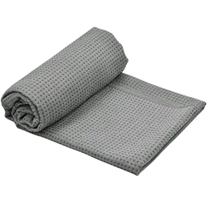 Non Slip Yoga Mat Towel with Mesh Carry Bag, 183cm x 63cm Pilates Mat Cover with Silicone Dot Grips, Large Microfibre Non-Slip Yoga Mat Towel Cover for Hot Yoga Bikram Pilates Gym Workout (Grey)