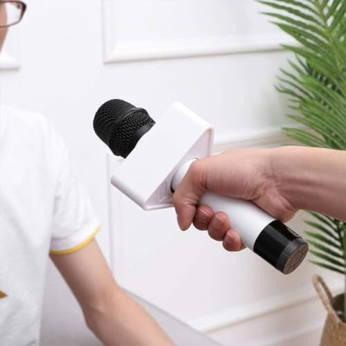 Image of GIFTMAX Mic Logo Station - Self-Adjusting Mic Flag for Wireless Microphones, Portable ABS Injection Identifier for Interviews & News Reporting (Triangle)
