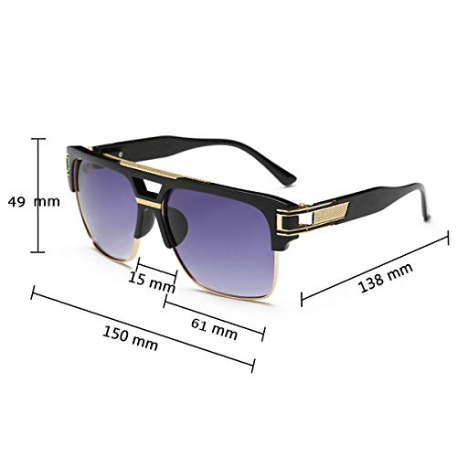 Dollger Square Sunglasses for Men Classic Oversized Sun Glasses Retro Semi Rimless Gold Alloy Frame UV4003