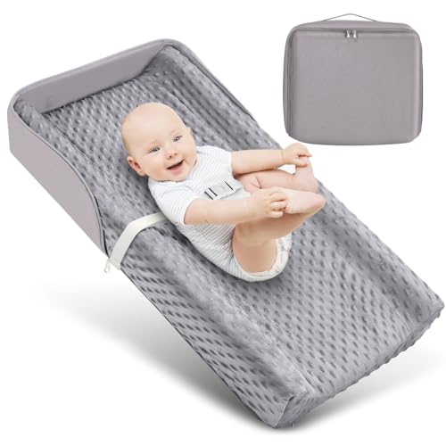 Image of Portable Baby Diaper Changing Pad with Soft Cover & Handle, Waterproof Lining Foam Contoured Changing Table Pad for Dresser, Prefect Gift for Travel Outdoor (32”×16”)