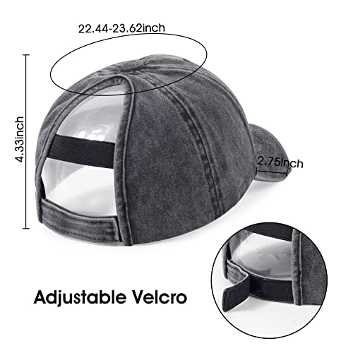 Image of HH HOFNEN Ponytail Hat for Women Washed Distressed Baseball Cap Ponycaps
