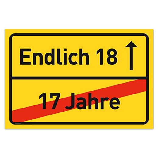 18 Geburtstag Schild - Lustige Geschenke oder Dekoration - Party Deko Geschenkideen für den 18 - Geschenk für Mädchen und Junge - 30x20 cm Kunststoff