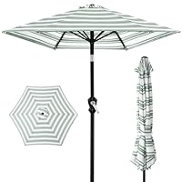 Best Choice Products 10ft Outdoor Steel Polyester Market Patio Umbrella w/Crank, Easy Push Button, Tilt, Table Compatible - Striped Green