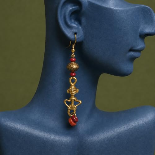 Image of Handcrafted Tribal & Dhokra Art Earrings for Women - Wooden, Nature-Inspired Statement Drop & Traditional Ethnic Designs