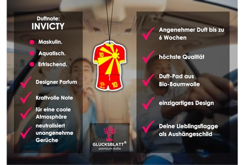 GLÜCKSBLATT premium Auto Duft Trikot Car Perfume MACEDONIA Nordmazedonien Mazedonien
