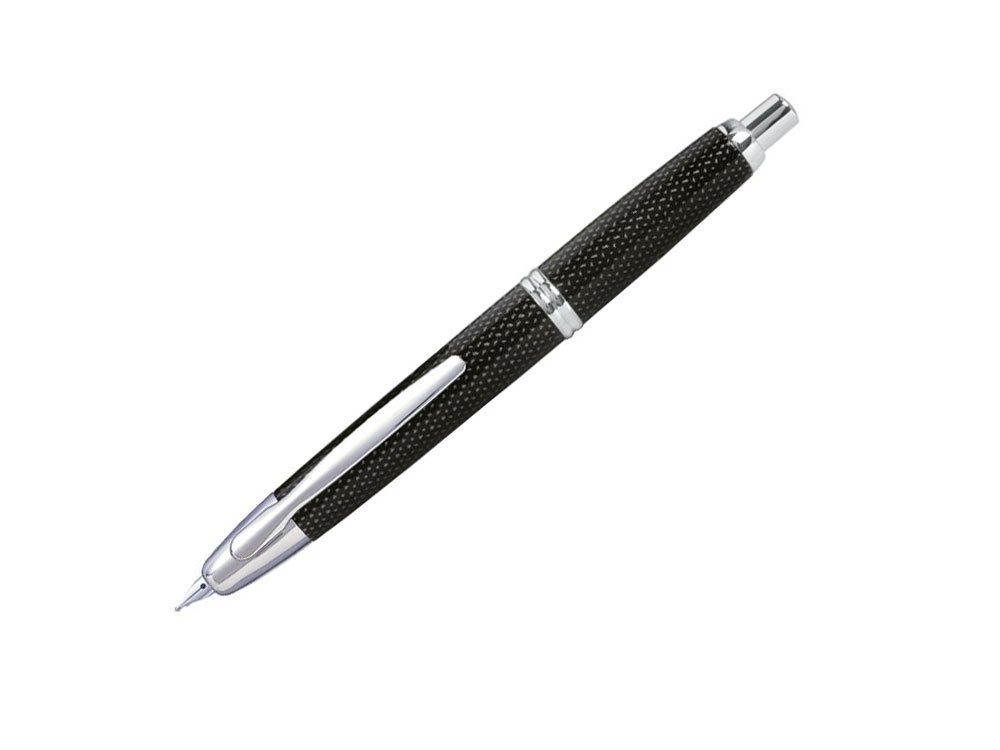 PILOT Vanishing Point Collection Refillable & Retractable Fountain Pen Black Carbonesque Barrel with Rhodium Accents Blue Ink Medium Nib 60246 product thumbnail 3