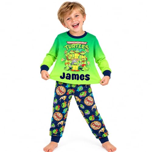 Image of TEENAGE MUTANT NINJA Turtles Personalised Pyjama for Kids Long Sleeve Winter Pyjama Soft and Comfortable Gift for Boys PJ Set Age 5/6 Green
