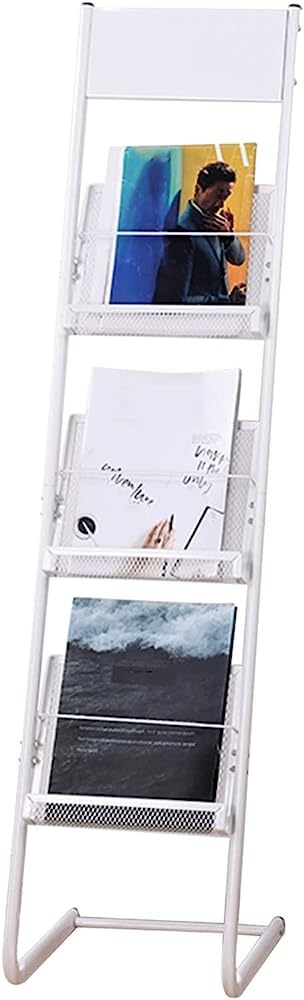 Zeitschriftenhalter Bodenstehender Zeitschriftenständer, Zeitungsständer, Aktenordnerständer aus Metall, L-Form, Prospektständer für Zuhause/Büro/Wohnzimmer, schnelle Montage