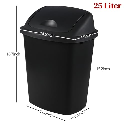 Canecas de basura negras 25 L con tapa basculante 4 unidades miniatura 2