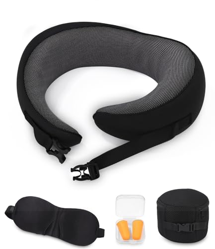 Taoxee Nackenkissen Flugzeug, Reisekissen Memory Foam, Nackenhörnchen Erwachsene,Flugzeug Kissen Einstellbar und Waschbar,...