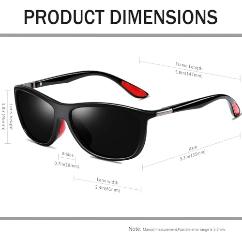 Image of Rectangular Sports Fashion Polarized Sunglasses - KANASTAL Durable Lightweight Sun glasses for Men and Women KU1907