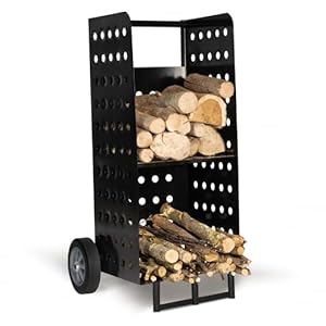 IDMarket Kaminholzständer aus Stahl mit Rädern