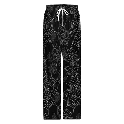 Bagea-Ka Halloween Spider Black Spiderweb Pattern Mens Pajama Pants Lounge Sleep Long Pants with Pocket Loungewear4