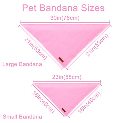 Image of Dog Bandana - Comfortable Cotton Triangle Scarf for Medium Large Dogs, Washable Pet Kerchief for Girl Female Dogs, Pink Adorable Classic Bid Scarf