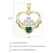 MORGAN & PAIGE .925 Sterling Silver 18K Gold Plated Claddagh Heart Pendant Necklace with Created Emerald and Diamond Accent - Irish Jewelry Heart Pendant Unique Gifts, Gold Necklace for Women 18
