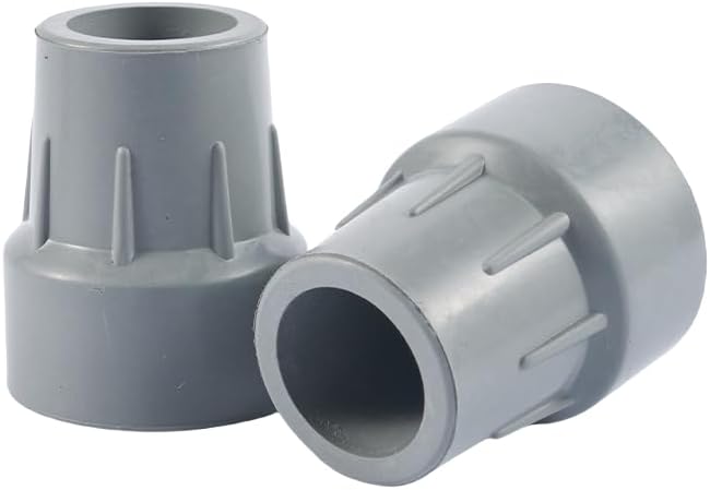 Puntas de muletas de 1 pulgada de repuesto resistentes para bastones mayores, muletas y bastones para caminar (gris, paquete de 2) Puntas de muletas