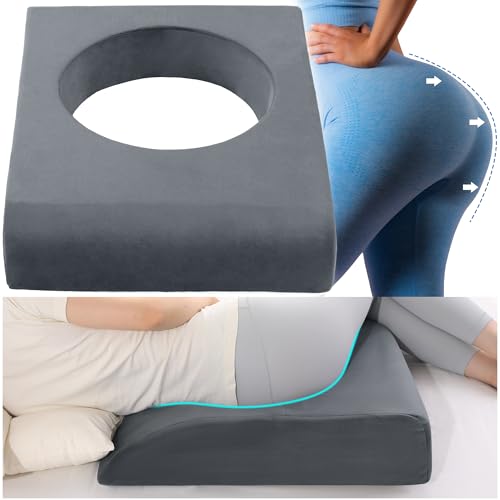 HOMBYS BBL Pillow After Surgery for Sleeping,High Density Foam Butt Pillow,Brazilian Butt Lift Pillow Post Surgery Recovery for Sleeping,BBL Chair with Hole (Dark Grey)