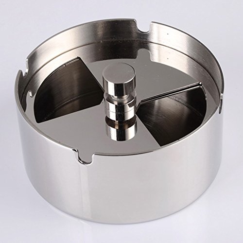 KKmoon Cinzeiro giratório redondo de aço inoxidável de alta qualidade com bandeja giratória Cinzeiro