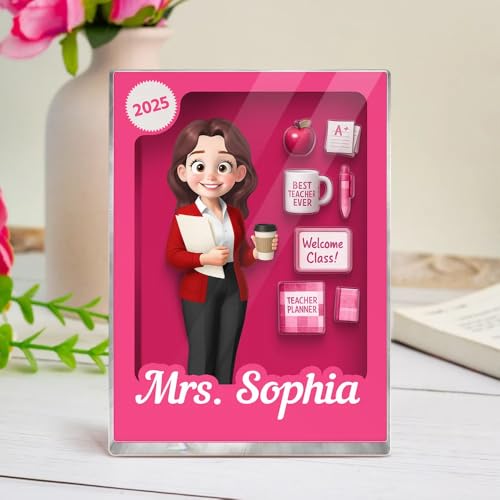 Personalized Teacher 3D Acrylic Plaque - Whimsical Cartoon Action Figure Sign for Educators - Perfect Back to School Gift - Image 5