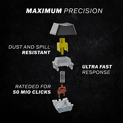 Mizar Mz60 Luna Mechanical Gaming Keyboard | 60% Keyboard 62 Key Ansi Us Layout | Rgb Led Backlit | Anti Ghosting Nkro | Progammable Macro Keys | Hotswap Gateron Yellow Switches | White #TOP3