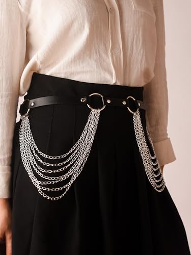 Sacina Goth Punk Black PU leather Belt, Grunge Emo Black Studded Belt for Women, Goth Accessories2