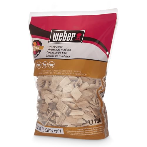 Weber Pecan Wood Chips, 2 lb – Premium BBQ Smoking & Grilling Chips for Rich, Sweet Pecan Flavor – Ideal for Beef, Lamb, Poultry, Pork & Fish