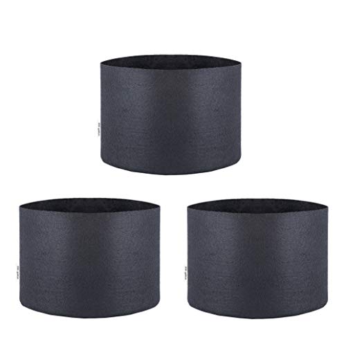 Hongruilite 300 Gallon 3-Pack Planting Grow Bags Black Fabric Grow Pots for Hydroponic Indoor Plant Growing (300Gallon)