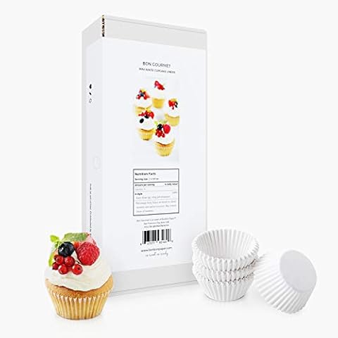 BonBon Paper Mini Cupcake Liners | Non-Toxic Food Grade White Paper Baking Cups for Mini Muffin Pan Liners & Mini Cupcake Liners | 1000 Mini Baking Cups Cover