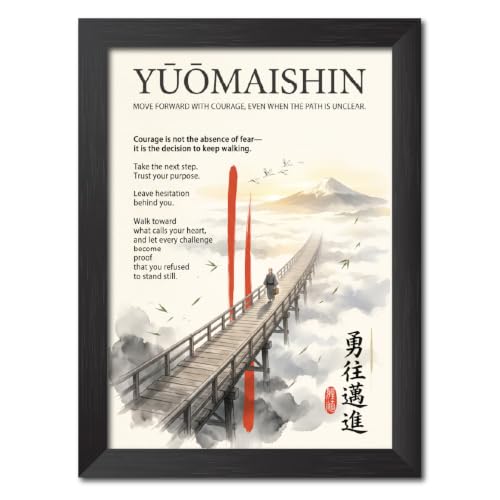 Image of TenorArts Chinese Philosophical Quotes Photo Frame Painting, Yuomaishin Poster Framed Wall Hanging Decor Paintings For Bedroom Living Room Home and Cafe, Minimal Drawing Framed Posters for Decorations (9x12 inches)