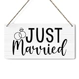 Rustic Wedding Sign Just Married, Engagement Wedding Photo Props Sign, Weddings Decor Stuff Engagement Party Decorations 12x6 Inches (White)