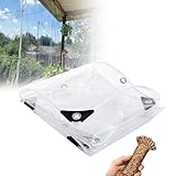 PVC wasserdichte Transparente Plane mit Ösen, 0,35 mm Wetterfeste Abdeckplane, Strapazierfähige...