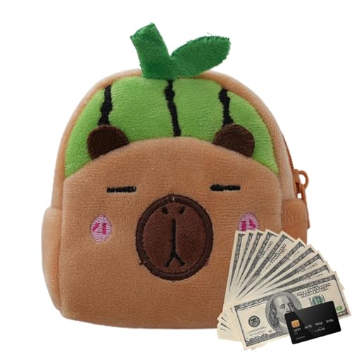Plush Cash Purse - Cartoon Wallet Pouch, Capybara Cash Pouch | Outdoor Cartoon Cash Purse, Capybara-Themed Coin Pouch, Adults Multi-Functional Money Bag for Snacks, Chocolate, 3x3x1.9 Inches