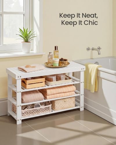 Image of SONGMICS Bamboo Shoe Bench with Seat, 11.3 x 35.2 x 20.5 Inches