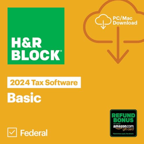 Image of (Old Version) H&R Block Tax Software Basic 2024 with Refund Bonus Offer (Amazon Exclusive) Win /Mac [PC /Mac Online Code]