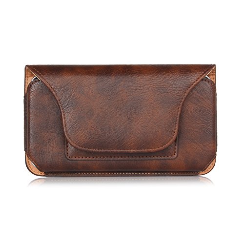 FLHTZS Funda Universal para teléfono,Funda de Piel con Clip para cinturón,riñonera Horizontal para:iPhone 13/14/15/16/Plus/Pro/Max/XR/XS,Samsung S22/S23/S24/Lite/Plus/Ultra/A53 (7,2" marrón 9566)