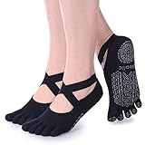 Ozaiic Yoga Socks for Women with Grips, Non-Slip Five Toe Socks for Pilates, Barre, Ballet, Fitness