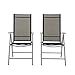 Chicreat - Lot de 2 chaises pliantes en aluminium, dossier réglable en 7 positions, Argenté et noir